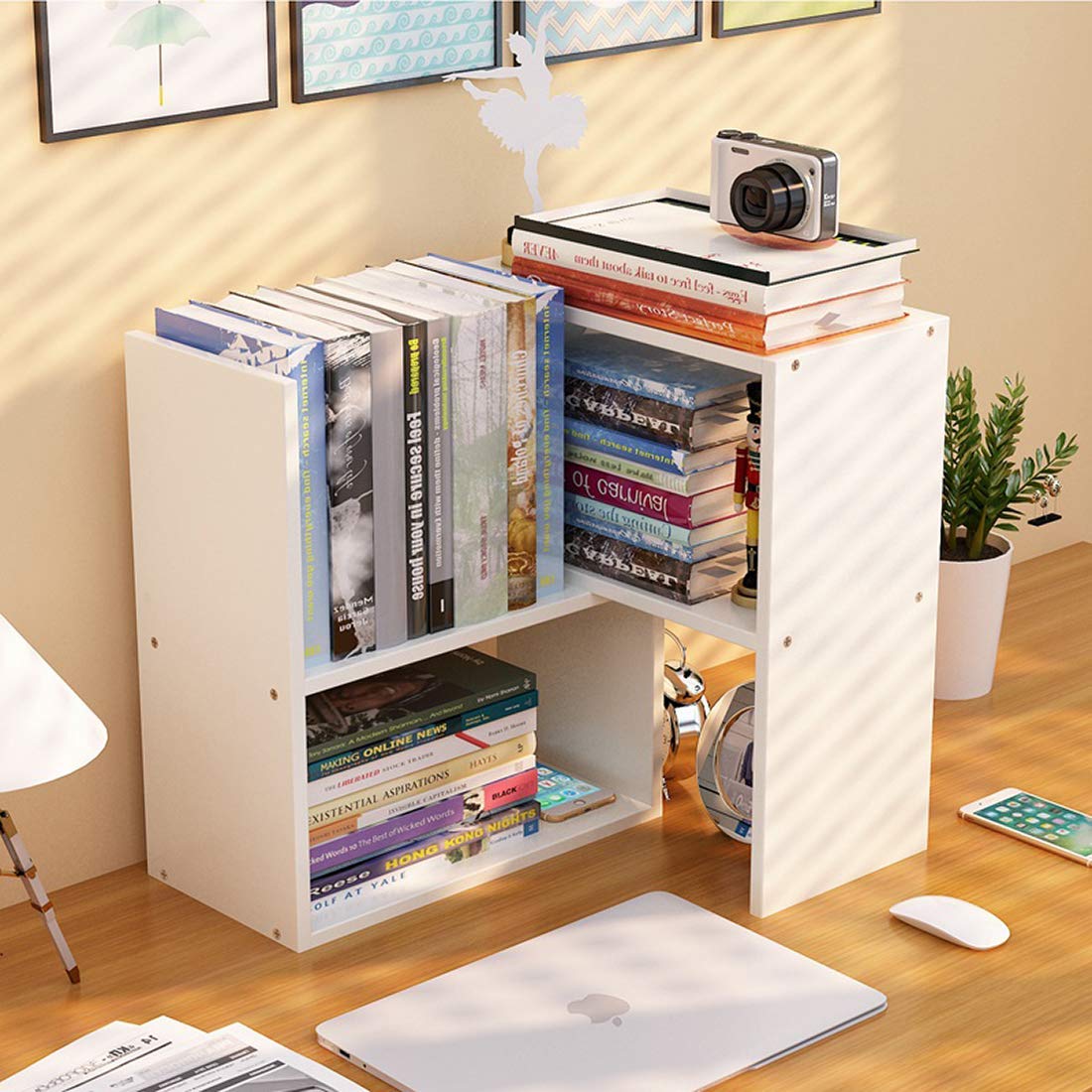 Expandable Wood Desktop Bookshelf Desktop Organizer Office Storage Rack Wood Display Shelf - Free Style Display True Natural Stand Shelf Rack Assemble