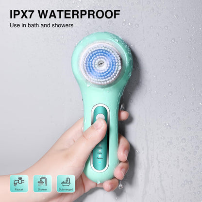 Face Scrubber Exfoliator,Facial Cleansing Brush Rechargeable IPX7 Waterproof with 5 Brush Heads,Electric Face Spin Brush for Exfoliating, Massaging and Deep Cleansing