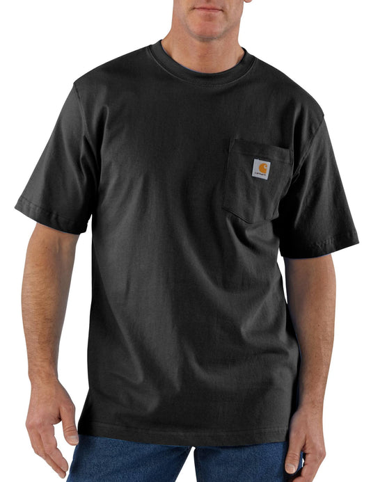 Carhartt Mens Loose Fit Heavyweight Short-Sleeve Pocket T-Shirt Work Utility t Shirts, Black, X-Large US