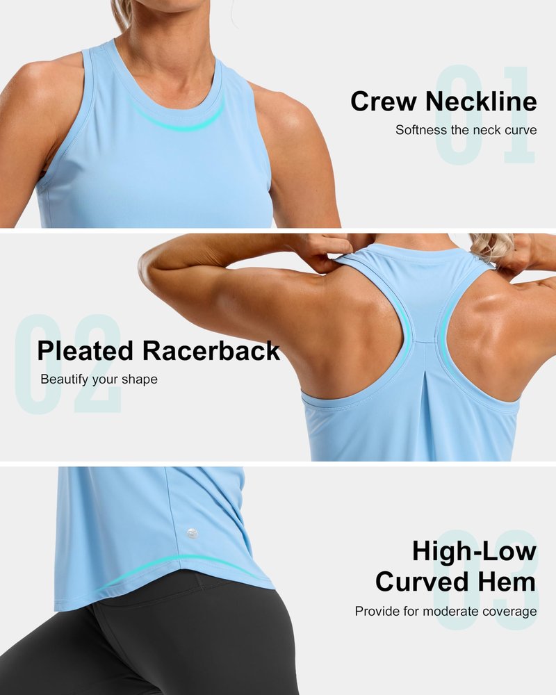 G Gradual Women's Workout Tank Tops Racerback Athletic Yoga Tops Loose Fit Sleeveless Running Gym Sports Shirts for Women(Haze Blue,M)