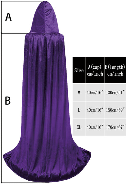 Dreamture Unisex Halloween Costume Cape Hooded Velvet Cloak for Men and Womens