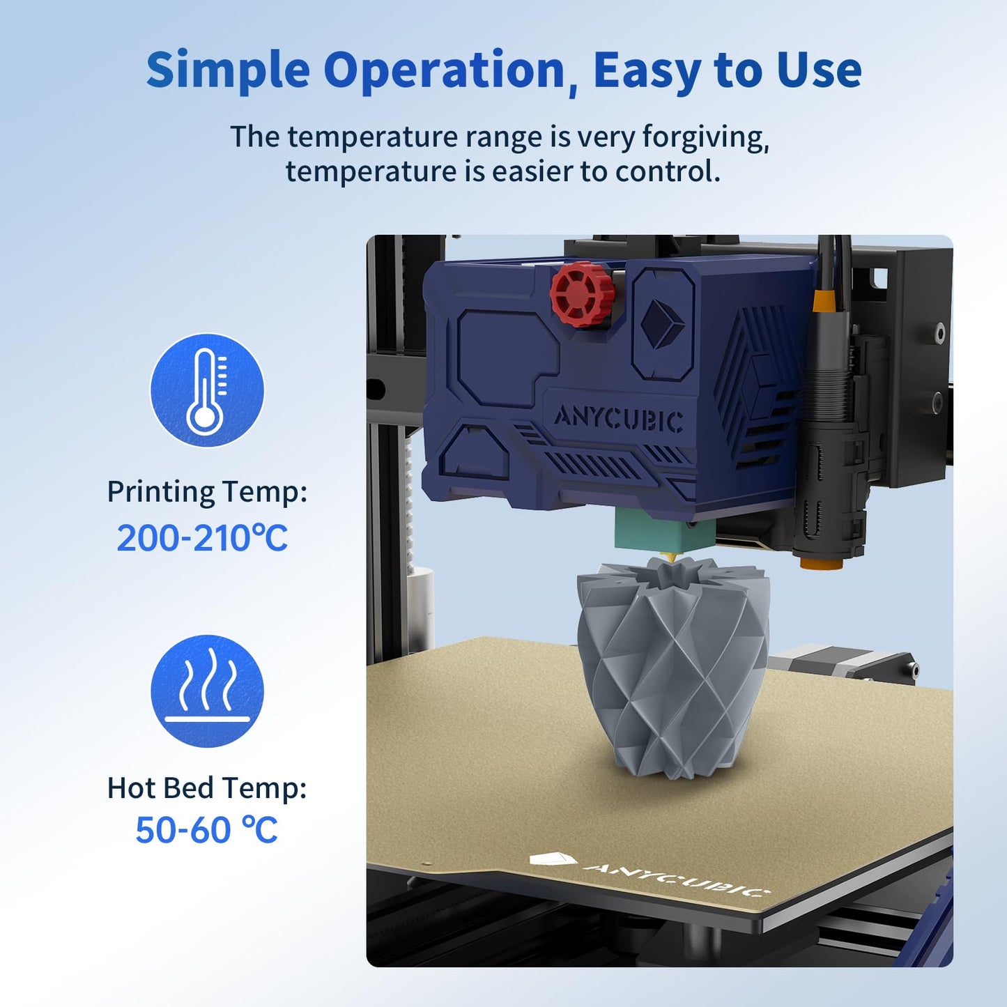 ANYCUBIC PLA Filament 1.75mm, RFID 3D Printer Filament, Dimensional Accuracy +/- 0.02mm, 1KG Spool