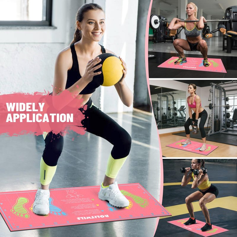 31.5'' X 13.8'' Anti-Slip Squat Mat with Foot Position Guides, Professional-Grade Exercise Mat Perfect for Squats, Leg Training and Lunges, Enhancing Muscle Activation, Versatility and Safety for Home Fitness Enthusiasts