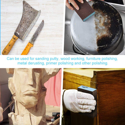 Onarway Sanding Sponges 10 Pack Wet and Dry Dual-use, Coarse and Fine Sanding Blocks - 60/80/100/120/180/220 Grits 6 Different Specifications, Washable and Reusable, Ideal for Wood Metal Polishing