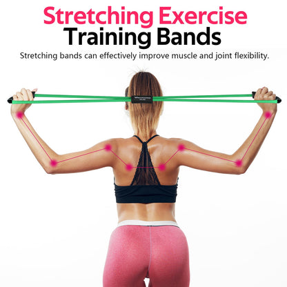 RENRANRING Figure 8 Fitness Resistance Bands with Handles - Exercise Tube Band Set of 3 for Arm and Shoulder Stretch, Rope 8 Word Elastic for Women and Men