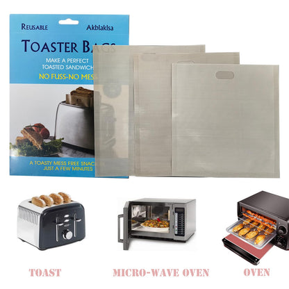 Akblaklsa 12 Pack Reusable Toaster Bags Non-Stick, Washable Toasted Sandwich Toastie Bags Toaster Microwave Grill, Great for Toast Sandwich Panini Snacks