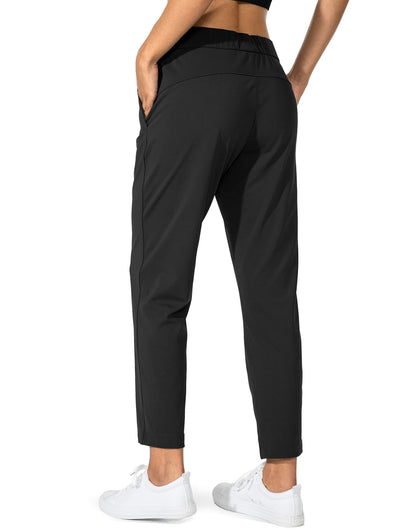 G Gradual Women's Pants with Deep Pockets 7/8 Stretch Sweatpants for Women Athletic, Golf, Lounge, Work (Black, X-Small)