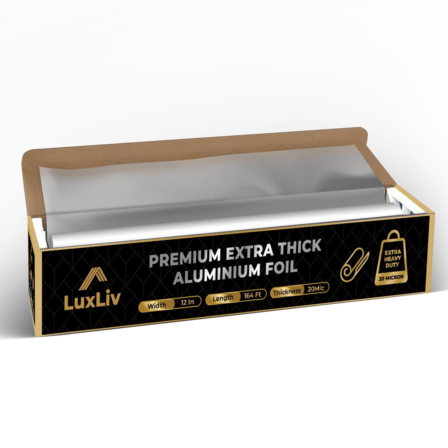 LuxLiv ® 50m Premium Heavy Duty 20 Micron Thick Kitchen Foil Catering Aluminium Tin Foil Roll - 30cm Wide