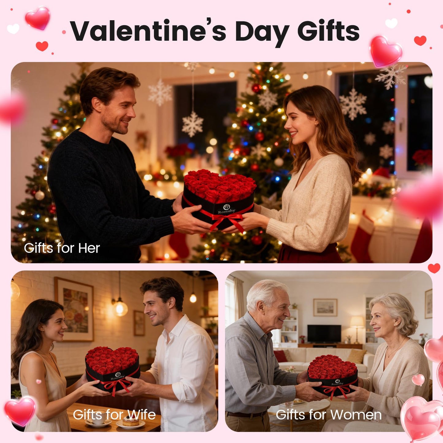 Valentines Day Flowers Roses Gifts for Her,16pcs Red Forever Preserved Roses in Heart Shape Gift Box,Valentines Day Delivery Prime Gifts-Roses Gifts for Women,Mom.