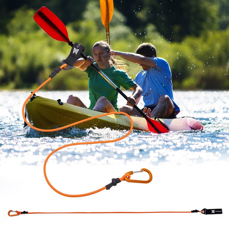 MOPHOEXII Paddle Leash Safety Rod Bungee Rod Holder Gripping Gear,Kayak Paddle Tether Lightweight Coiled Kayak Paddle Leash for SUP Kayaking Canoing Fishing Boating