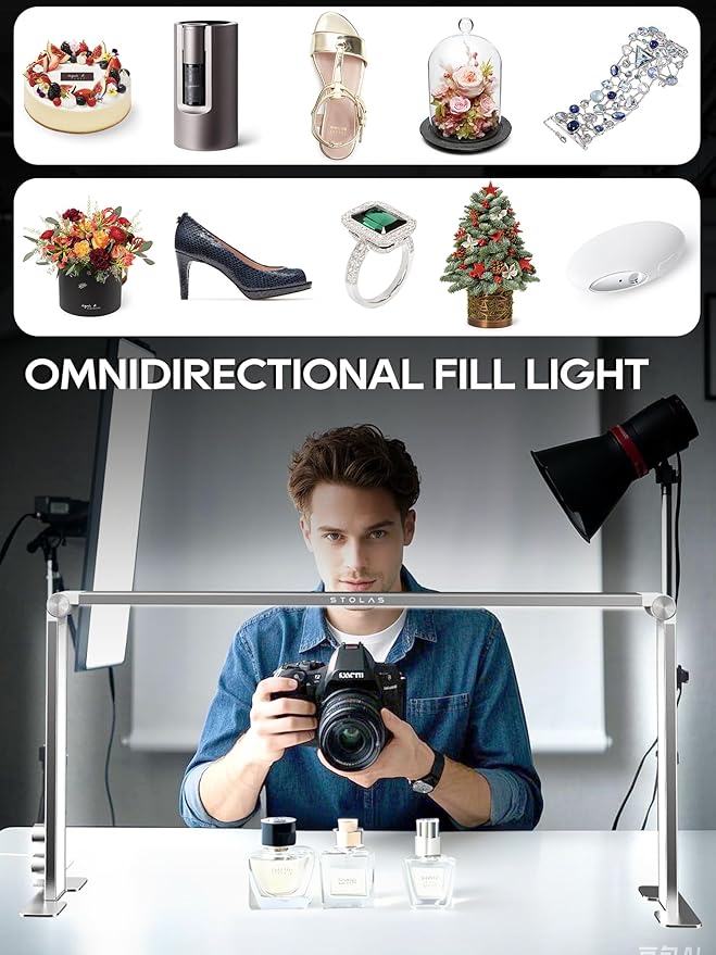 Upgraded Nail Tech Lamp for Desk, 32 in Foldable Large Nail Light with Phone Holder, 3000K-6000K CRI＞95 LED Manicure Lamp, Half Moon Light for Lash Eyelash Extension, Tattoo, Eyebrows-Diamond White
