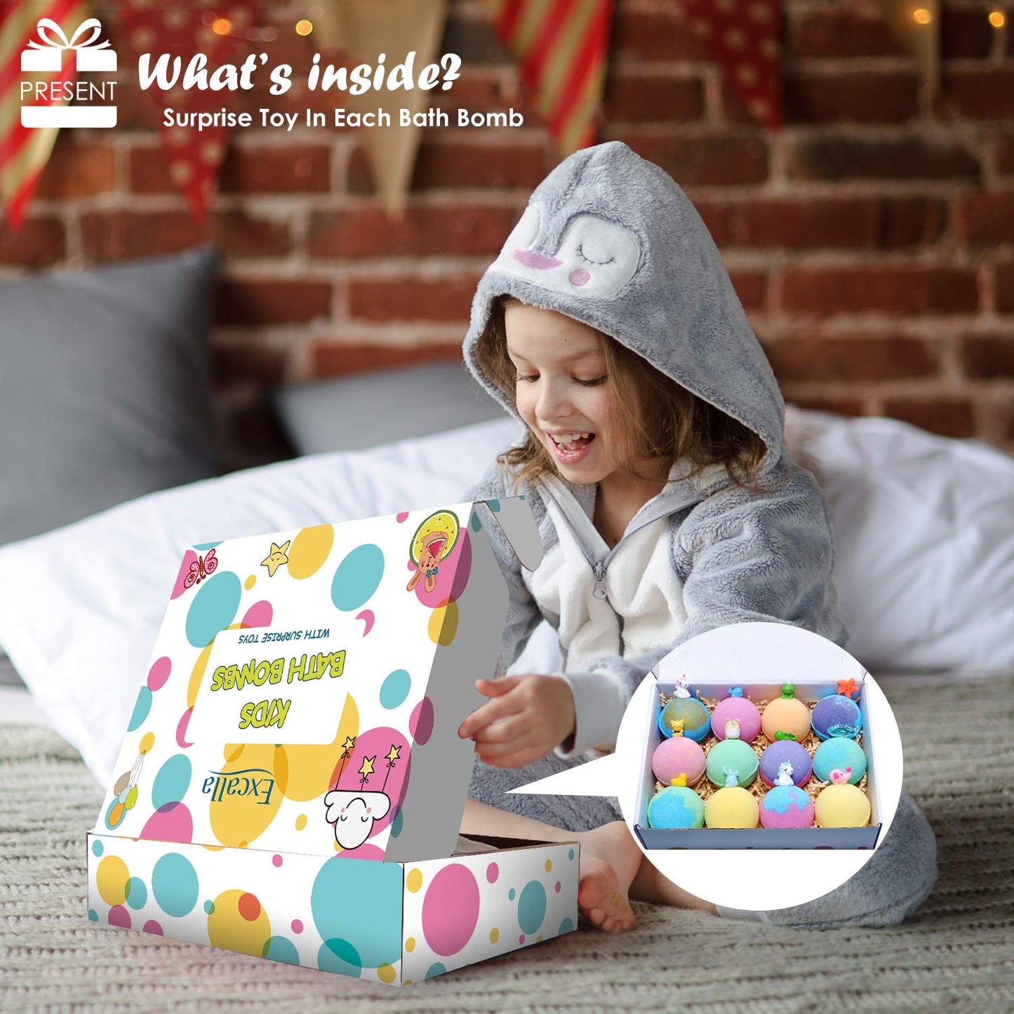 Bath Bombs for Kids with Toys Inside Surprise - 12pack Bubble Bath Fizzies Vegan Essential Oil Spa Bathbombs Fizz Bath Balls Kit for Girls Boys Women Skin Moisturize, Handmade Girl Gift Set, Kid Safe