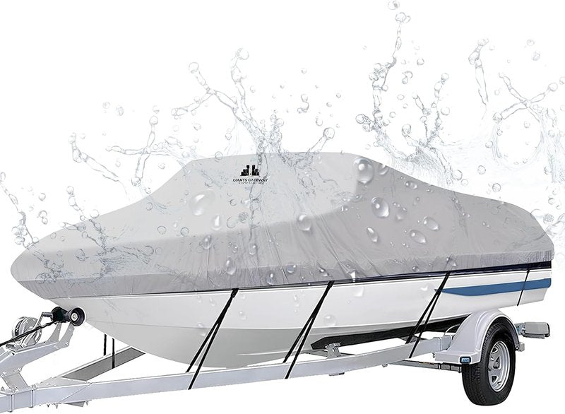 Heavy-Duty Waterproof Boat Cover 20-22 ft | 600D Oxford Marine Grade Polyester for V-Hull, Bass, Jon & Pontoon Boats