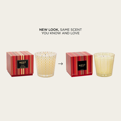 NEST New York Scented 3-Wick Christmas Candle, Holiday - 21.2 oz - Up to 100-Hour Burn Time - Reusable Glass Vessel