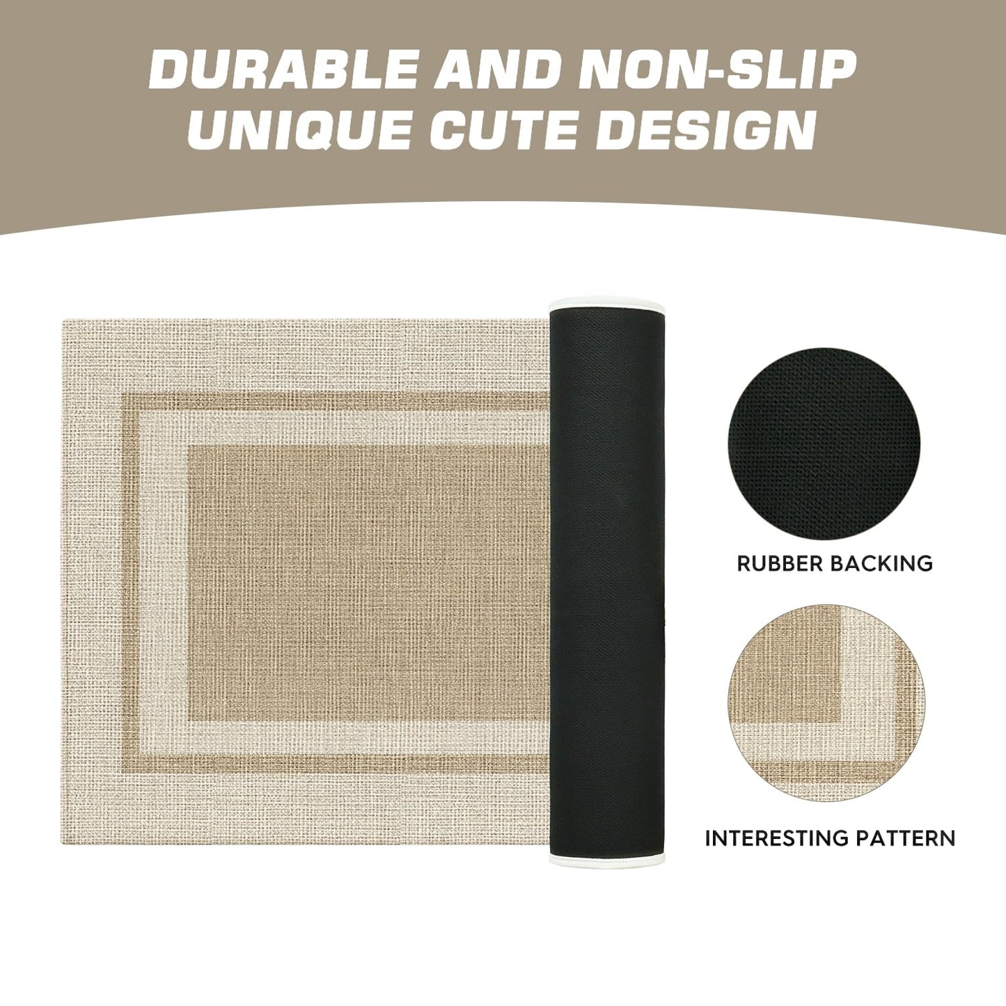 Artoid Mode Beige Absorbent Rectangle Non-Skid Doormat, Home Mats Non Slip Washable Natural Rubber Back Door Mat Floor Mat for 17x29 Inch