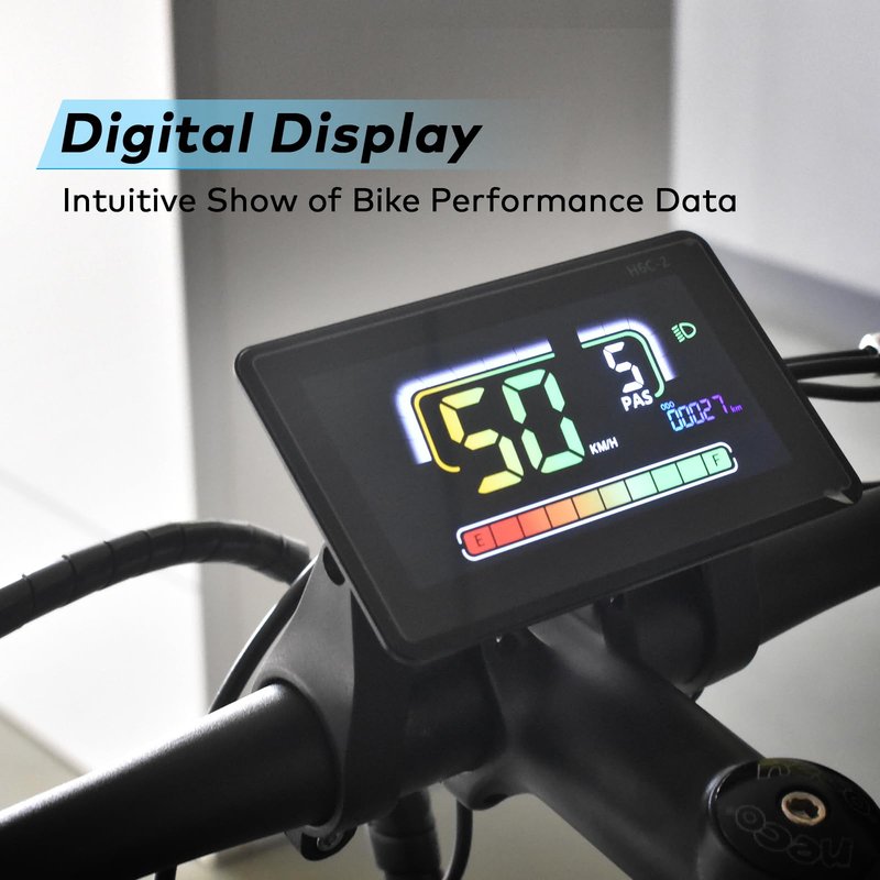 Mcezdy Ebike LCD Display, UART No. 2 Protocol, Colorful Cycling Computer APP Connection, with USB Charging Port, Panel Screen Bicycle Speedometer Odometer(6-Pin)