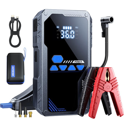 AUTOONE 8000A Jump Starter with Air Compressor (All Gas/12L Diesel), 150PSI Car Jumper Starter Portable, Jump Box Tire Inflator with LED Flashlight, LCD Display, Storage Case