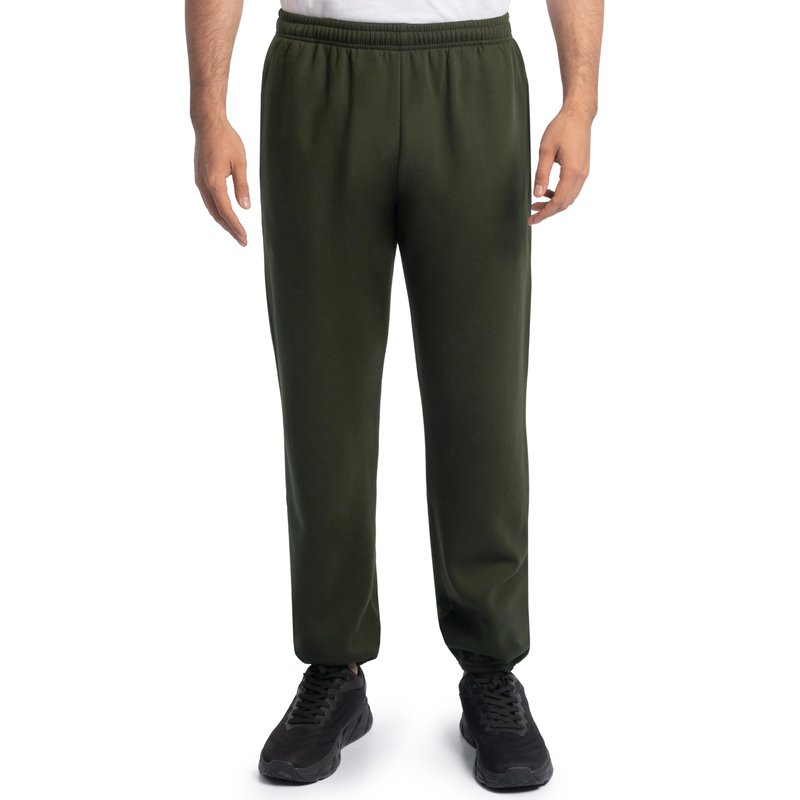 Fruit of the Loom Men's Eversoft Fleece Sweatpants with Pockets, Moisture Wicking & Breathable, Sizes S-4X, Elastic Bottom-Duffle Bag Green, X-Large