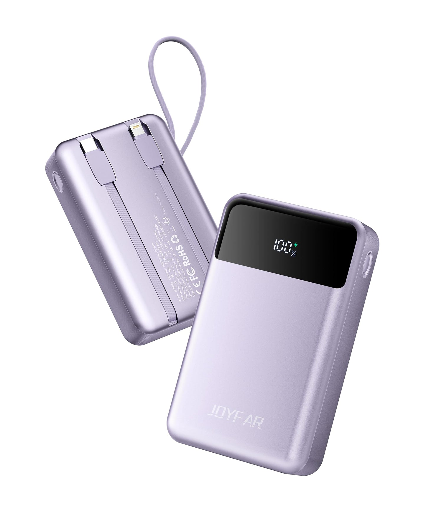 Portable-Charger-Power-Bank Travel Essentials Battery Pack USB C 30000mAh Built in Cable 22.5W Phone Fast Charging Powerbank Compatible with iPhone 16 15 14 13 12 11 iPad Samsung Google Xiaomi