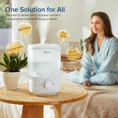 LEVOIT Humidifier for Bedroom, Ultra-Quiet 23dB, Easy to Fill & Clean, Cool Mist Air Humidifier for Home, Baby Nursery & Plants with 360° Rotation Nozzle, Auto Shut-off and Top Fill, Up to 25H