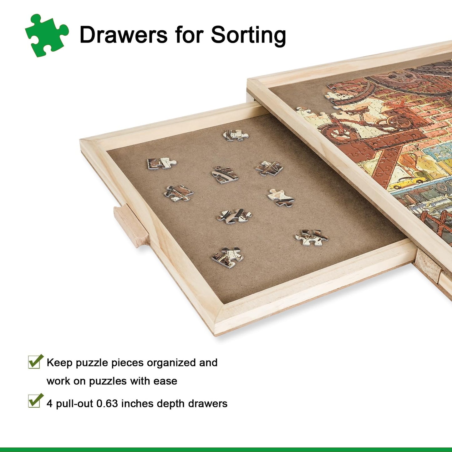 ALL4JIG 1500 Piece Rotating Puzzle Board with Drawers and Cover,25"x34"Portable Wooden Jigsaw Puzzle Table for Adults Portable,Lazy Susan Spinning Puzzle Boards Birthday Gift for mom