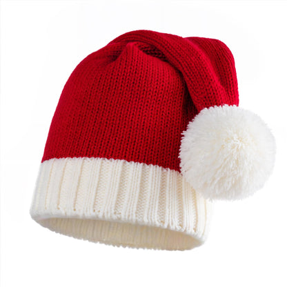Diffy Homy Santa Hat Christmas Hat Xmas Adult Women Men Washable Fade-restant Knitted Soft Warm Long for Christmas New Year Festive Holiday Party Outdoor Winter Red