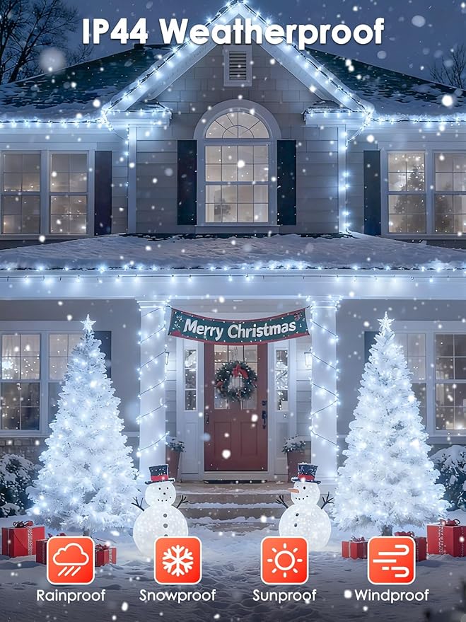 Voice Control Connectable 2PK 164FT 400LED Christmas String Lights Indoor Outdoor with Remote | Smart Twinkle Fairy String Lights 12 Modes & Timer for Xmas Tree Decor (Cool White)