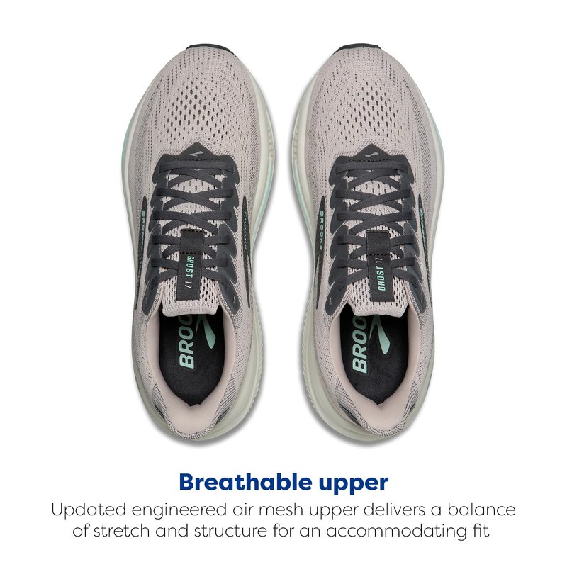Brooks Women’s Ghost 17 Neutral Running Shoe - Mauve/Yucca/Bluewash - 8.5 Medium