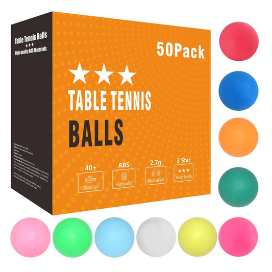meizhouer Ping Pong Balls 50 Pack: 3 Star 40mm Colored Table Tennis Balls for Outdoor Practice Yard Party Kids Game Cat Toys(Pack of 50 - Multicolour)