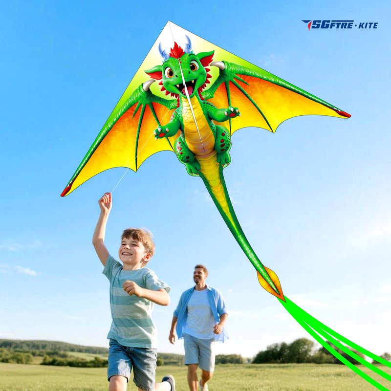 SGftre 3 Piece Set Butterfly Delta Octopus Kites for Kids and Adults，Easy to Fly for Outdoor Adults Children Line Kite for Kids Toy (Green Dragon+ Delta+Octopus Blue, 3)