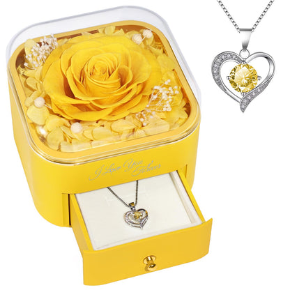 Beferr Valentines Day Gifts for Her Preserved Real Rose with Necklace Eternal Roses Forever Flowers for Delivery Prime Mothers Anniversary Birthday Gifts for Women Mom Grandma Wife Daughter Girlfriend