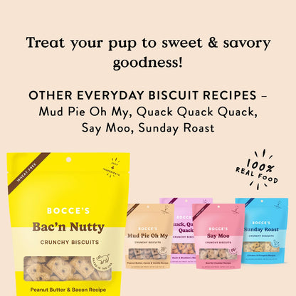 Bocce's Bakery Oven Baked Bac'N Nutty Treats for Dogs, Everyday Wheat-Free Dog Treats, Made with Real Ingredients, Baked in The USA, All-Natural PB & Bacon Biscuits, 5 oz