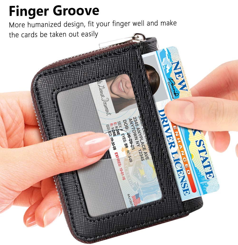 FurArt Zipper Wallet Women, RFID Blocking Credit Card Wallet, Business Card Holder, Compact Size KeyChain Wallet