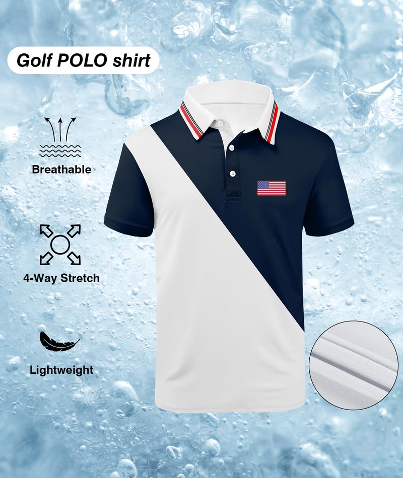 ZITY Golf Polo Shirts for Men Short Sleeve Athletic Tennis T-Shirt Navy White L