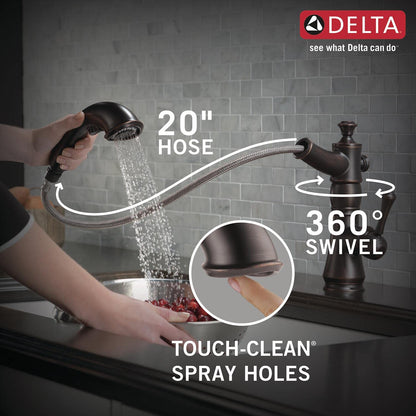 Delta Faucet Cassidy Pull Out Kitchen Faucet, Polished Nickel Kitchen Sink Faucet, Kitchen Faucet with Pull Out Sprayer, Magnetic Docking Spray Head, Polished Nickel 4197-PN-DST