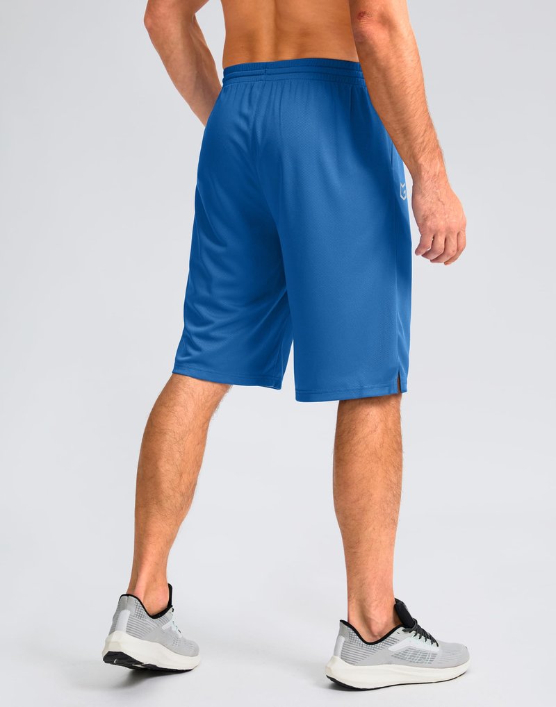 G Gradual Men's Athletic Shorts with Pockets 9" / 11" Long Basketball Shorts Lightweight Quick Dry Gym Workout Shorts for Men(Blue,L)