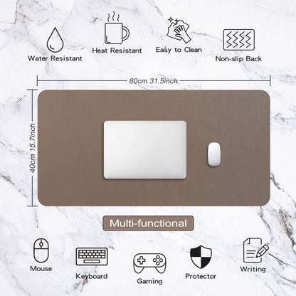 Desk Pad Large, DOBAOJIA Desk Mat, Laptop Mat, Writing Pad, Desk Blotter, Extended Mouse Mat, Large Mouse Pad for Office/Home, PU Leather Waterproof +Suede Non-Slip 31.5" X 15.7" (Mud)