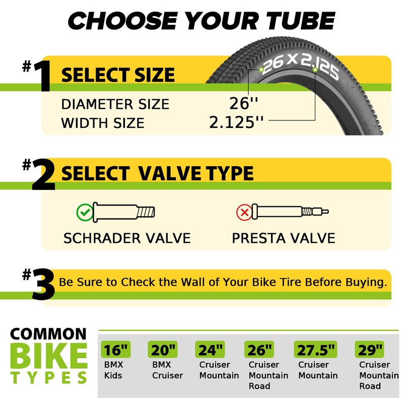2 Pack 26x2.125/2.40 Bike Tube, 26 x 2.125 Bike Tube with 35mm AV, Premium Butyl 26x2.10 Mountain Bike Tube with 2 Tire Levers, 26x2.125/2.20/2.25/2.30/2.35/2.40 Compatible City Bikes by Hydencamm