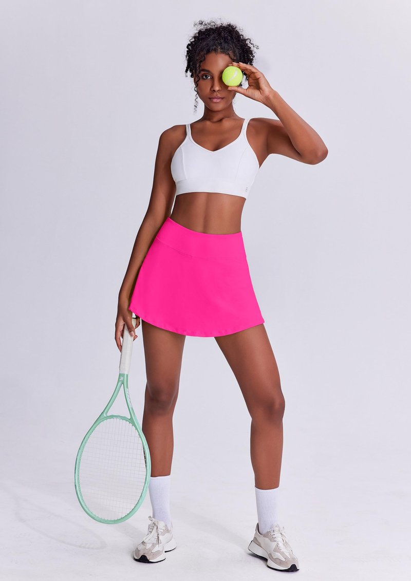 PINSPARK Pleated Tennis Skirts for Women Athletic Golf Skort with Pockets Casual Dressy High Waist,Hot Pink XX-Large