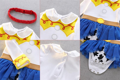 Dressy Daisy Baby Girls Cowgirls Princess Onesie Costume Romper Bodysuit Halloween Birthday Dress Up with Headband Size 0-3 Months