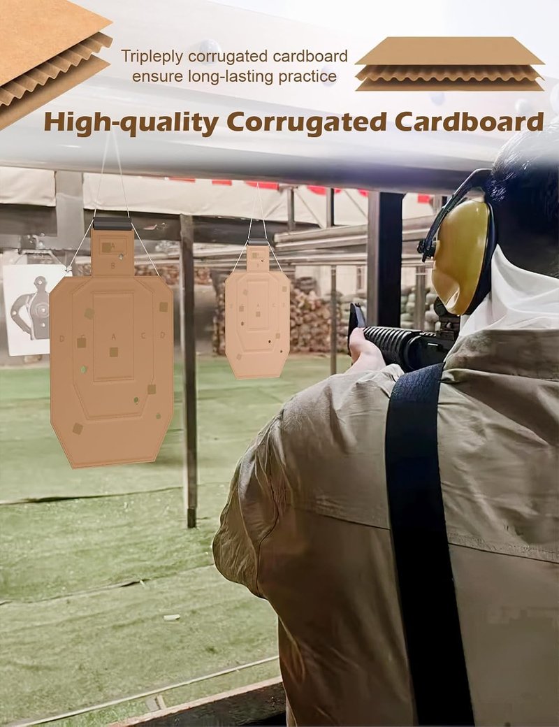 Cardboard Shooting Targets - 30x18in Classic Silhouette with 1000 Pcs Square Pasters | Tactical Training