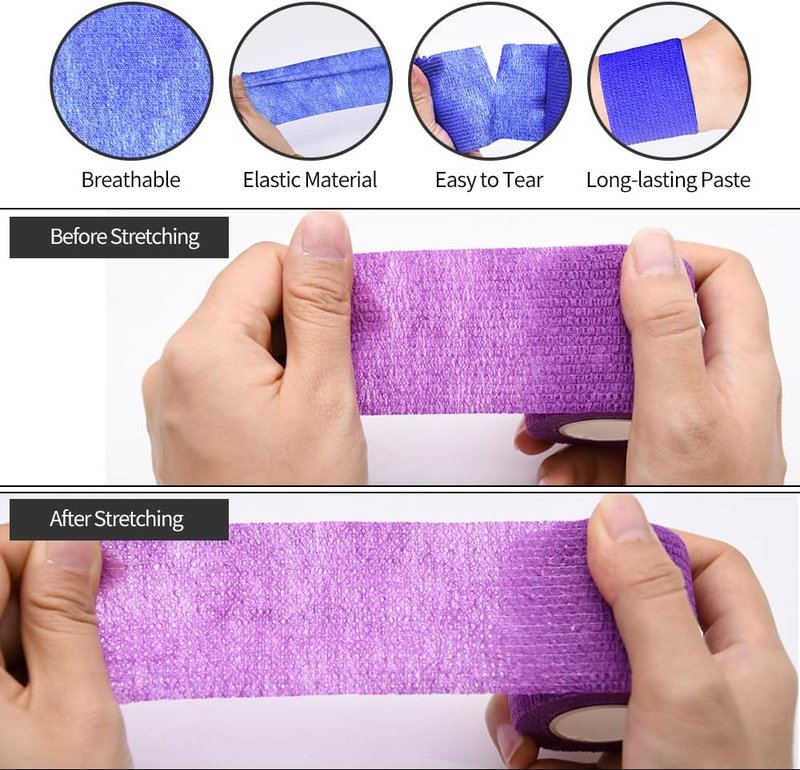 Self-Adhesive Bandage Wraps - 6 Pack | 2 Inch, 5 Yard, 12 Color Options for Sports & Swelling Relief