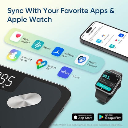 Etekcity Smart Scale for Body Weight, Bathroom Digital Weighing Scale with BMI, Body Fat, Muscle Mass, Accurate Bluetooth Home User Health Equipment Sync Apps