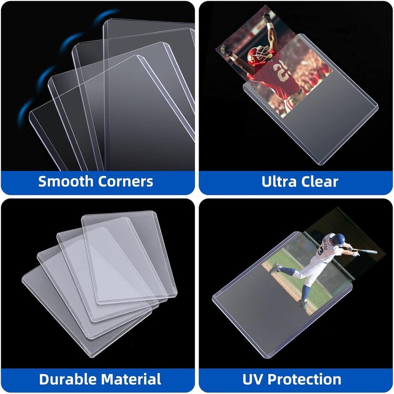 Card Sleeves Hard Plastic, 1000 Arjiekwei Rigid Baseball Card Holder, 3X4 Premium Sports Cards Protector, 35pt Top Cases Loads for Trading Game Cards (500 Hard + 500 Soft)