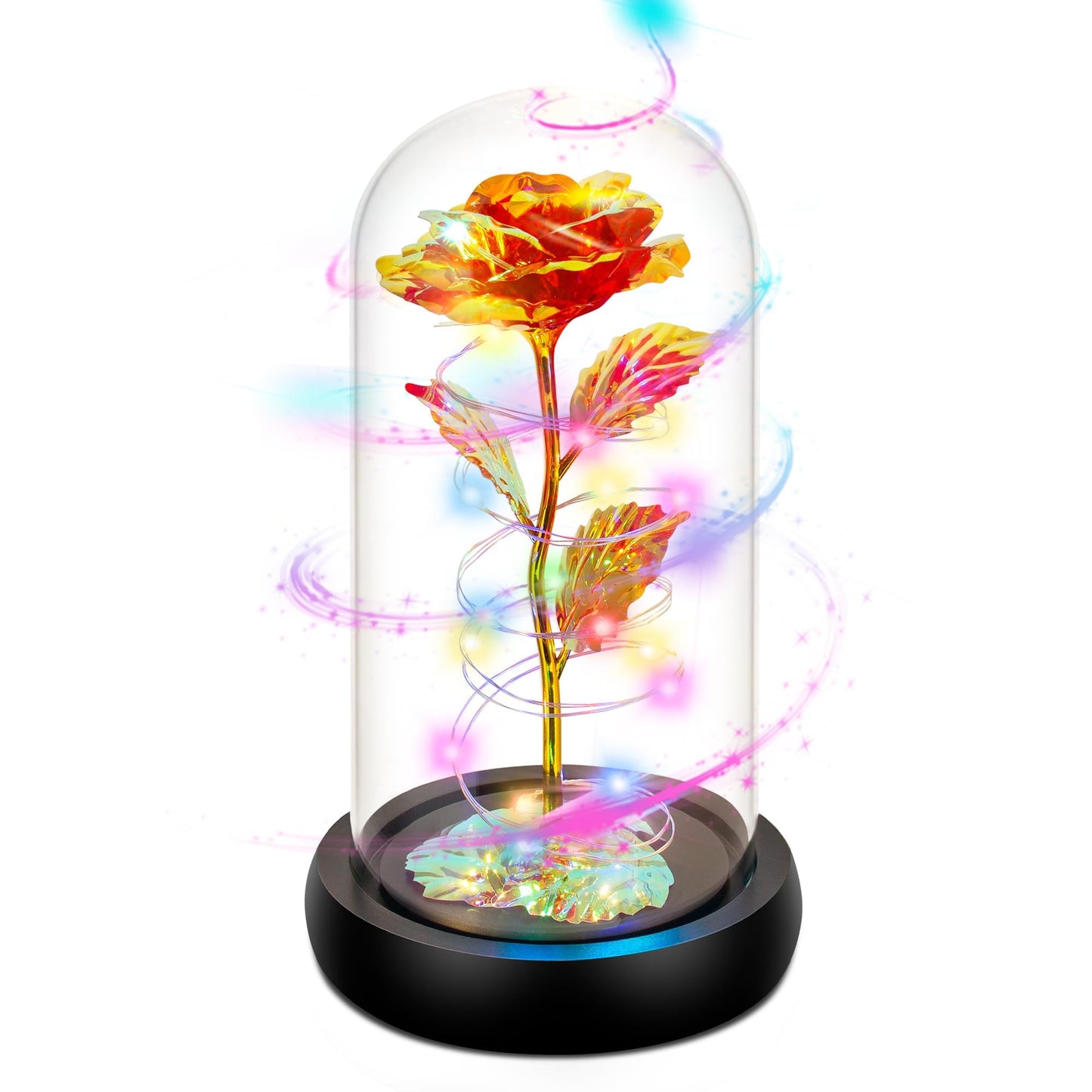 Childom Valentines Day Rose Gifts for Her,Birthday Gifts for Women Mom Mothers Day,Flowers for Delivery Prime,Rotating Red Light Up Rose in A Glass Dome,Anniversary Valentines Rose Gift for Wife