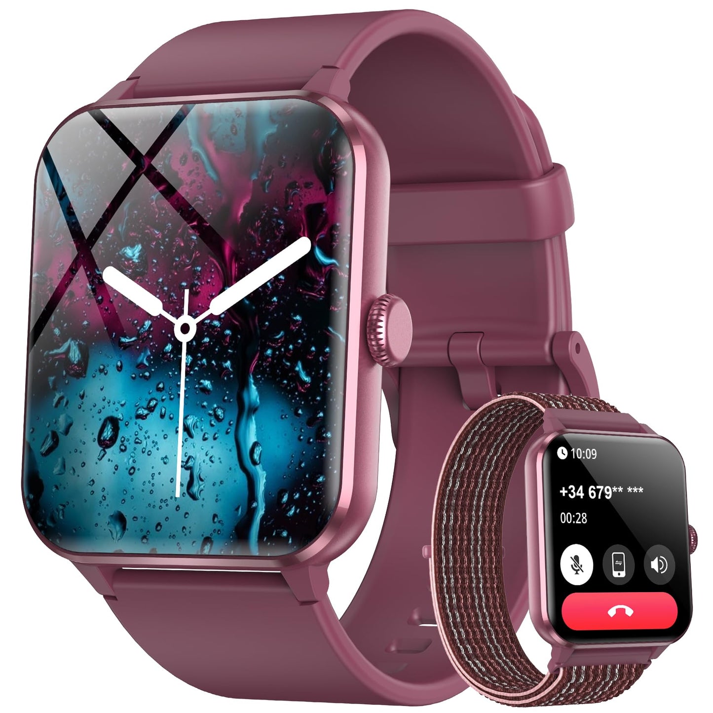 Blackview 2025 Fitness Tracker (Answer/Make Calls), Smart Watch for Men and Women with Heart Rate/SpO2/Sleep Monitor/2 Straps, 100+ Sports Modes, IP68 Waterproof Activity Tracker for Android/iPhone