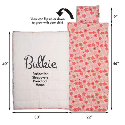 Bulkie Toddler Nap Mat - Sleep Mat for Kids Daycare and Preschool - Folds Up to Carry on Back - Poppies