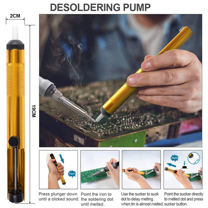Soldering Iron Kit, 90W Adjustable Temperature Soldering-Iron Gun Kit Welding Tool with 5 Soldering Tips, Desoldering Pump, Tin Wire Tube, Stand, Tweezers