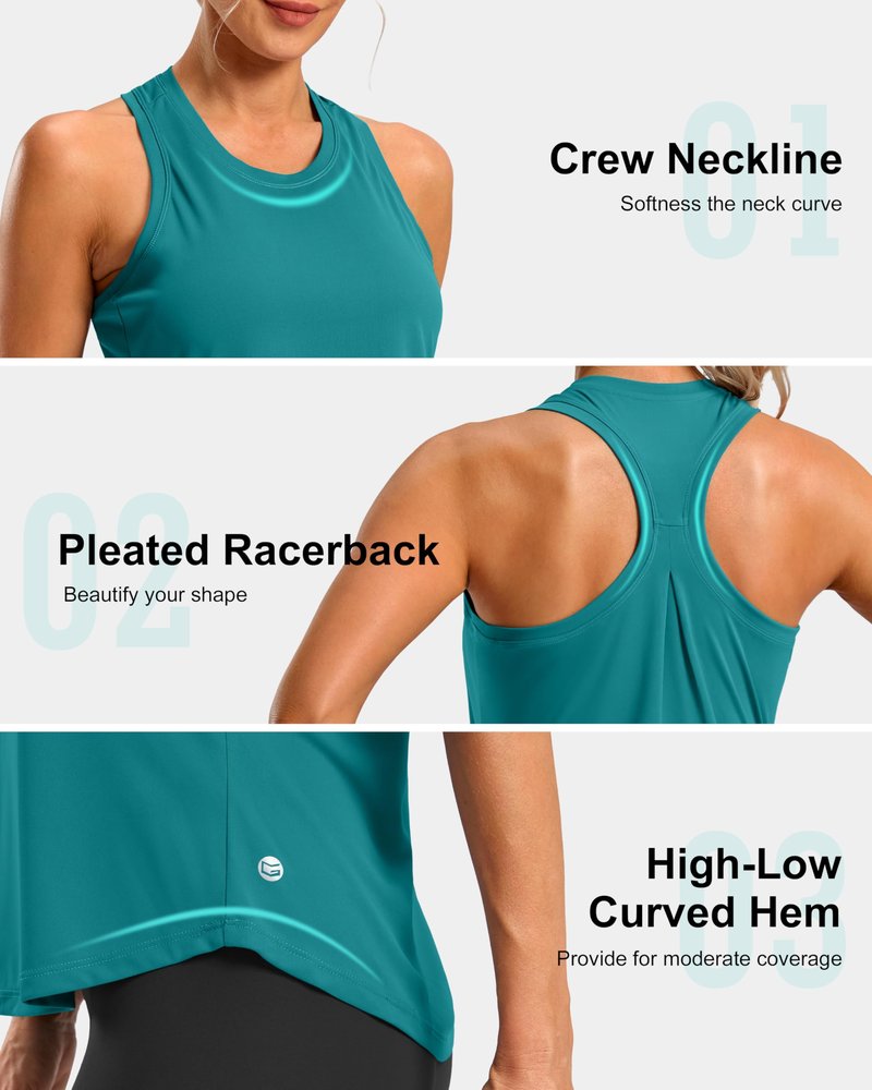 G Gradual Women's Workout Tank Tops Racerback Athletic Yoga Tops Loose Fit Sleeveless Running Gym Sports Shirts for Women(Teal,XL)