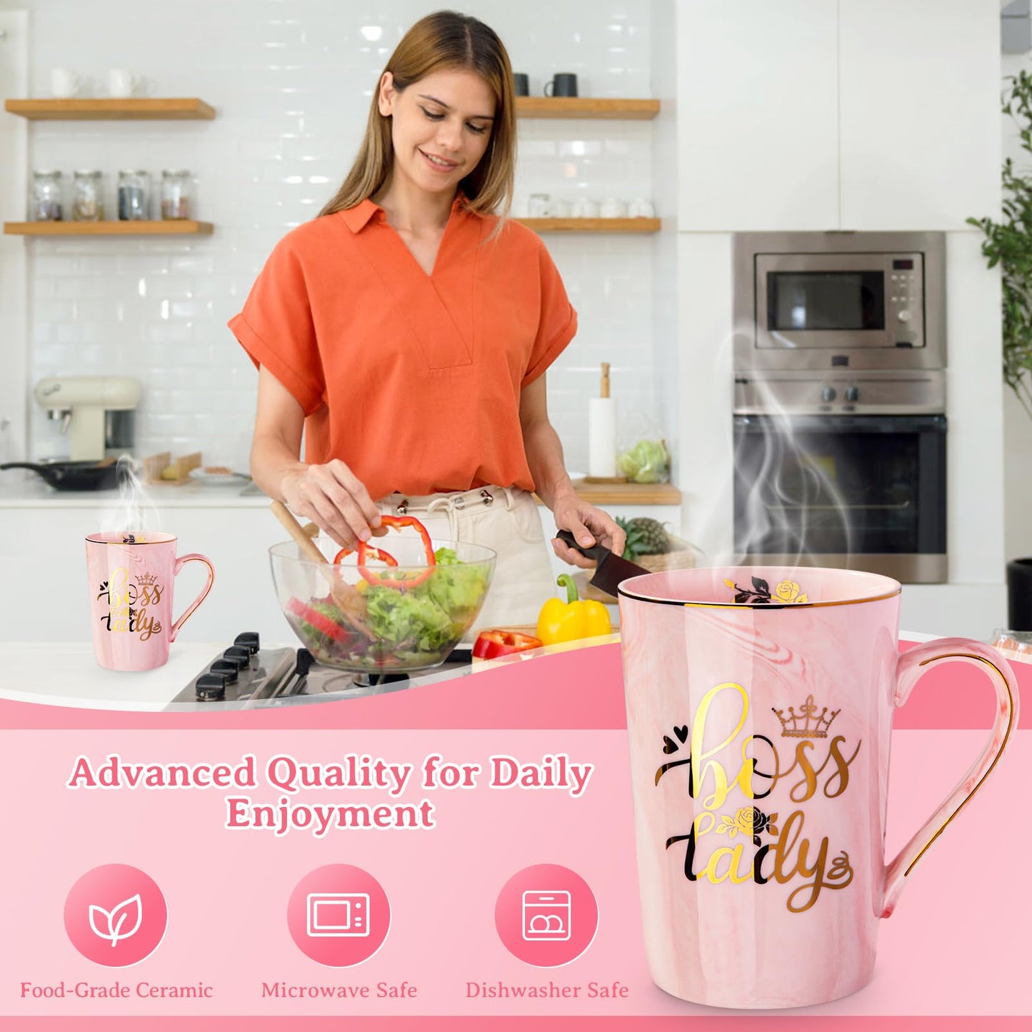 Best Friend Birthday Gifts for Women, Friendship Gifts for Women, Unique Birthday Valentines Day Gift Ideas for Her, Friends Female, Besties, BFF Ceramic Marble Coffee Mug Gift Box Printed Gold 14 oz
